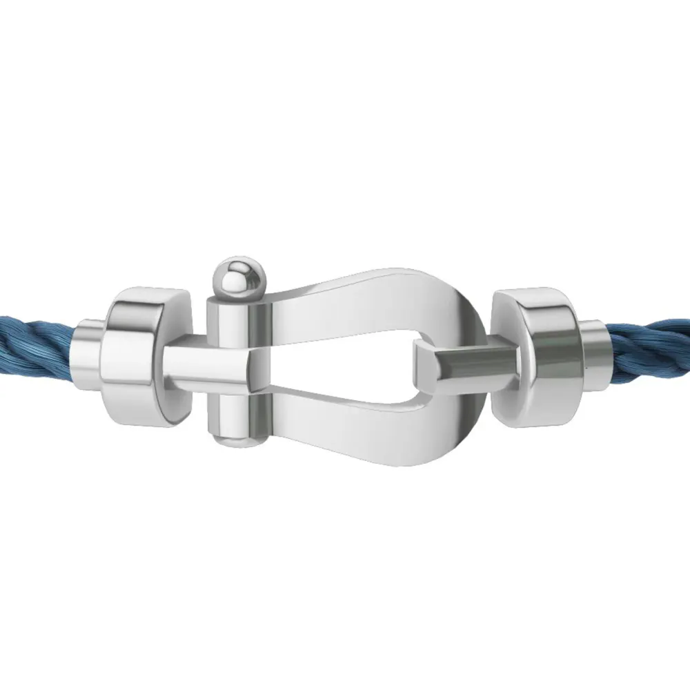 FRED Force 10 18ct White Gold Buckle & Blue Jean Cable Medium Model - Size 17 detail 2