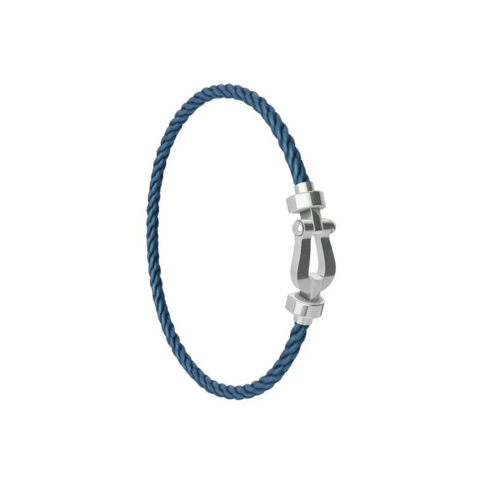 FRED Force 10 18ct White Gold Buckle & Blue Jean Cable Medium Model - Size 17 detail 3