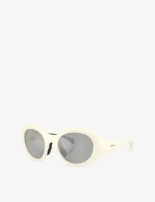 MONCLER ME8005 Futuro Round-Frame Injected Sunglasses in White, additional product view 2