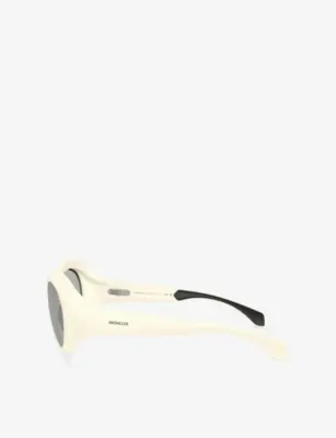 MONCLER ME8005 Futuro Round-Frame Injected Sunglasses in White, additional product view 3