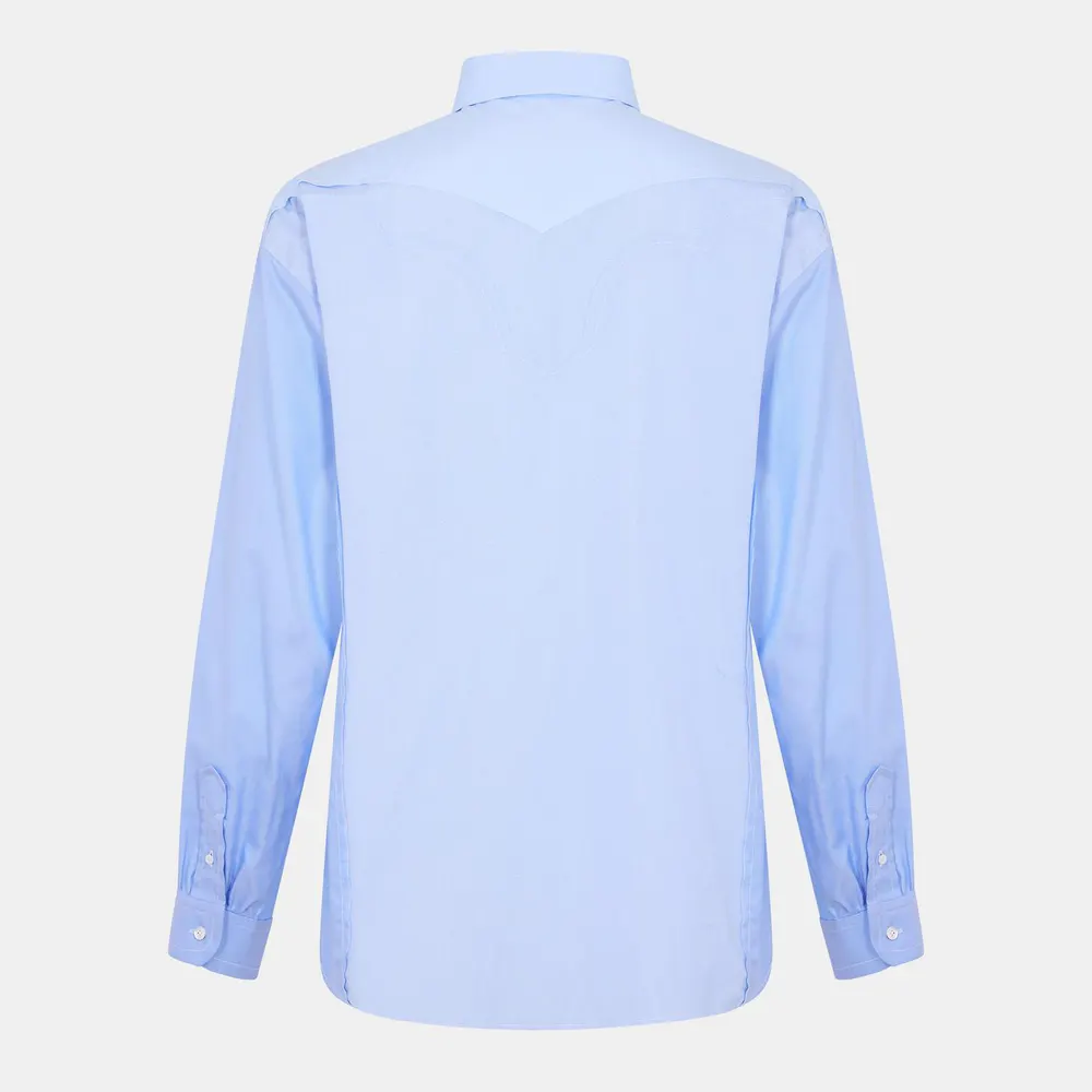Maison Margiela Men's Long Sleeve Plain Shirt in Ciel Blue, additional product view 2