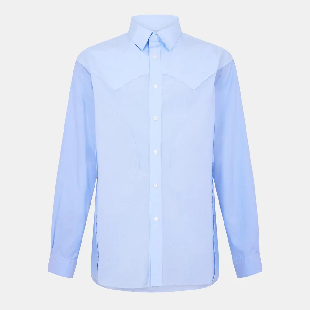 Maison Margiela Men's Long Sleeve Plain Shirt in Ciel Blue – Clothing