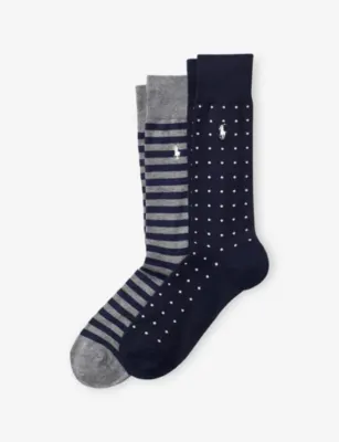 POLO RALPH LAUREN Striped and Dotted Pack of Two Cotton-Blend Socks