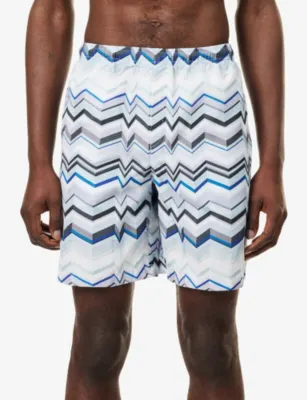 MISSONI Mid-Length Zig-Zag Print Swim Shorts in BLUE, additional product view 2