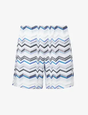 MISSONI Mid-Length Zig-Zag Print Swim Shorts in BLUE – Mens | Swimwear | Shorts