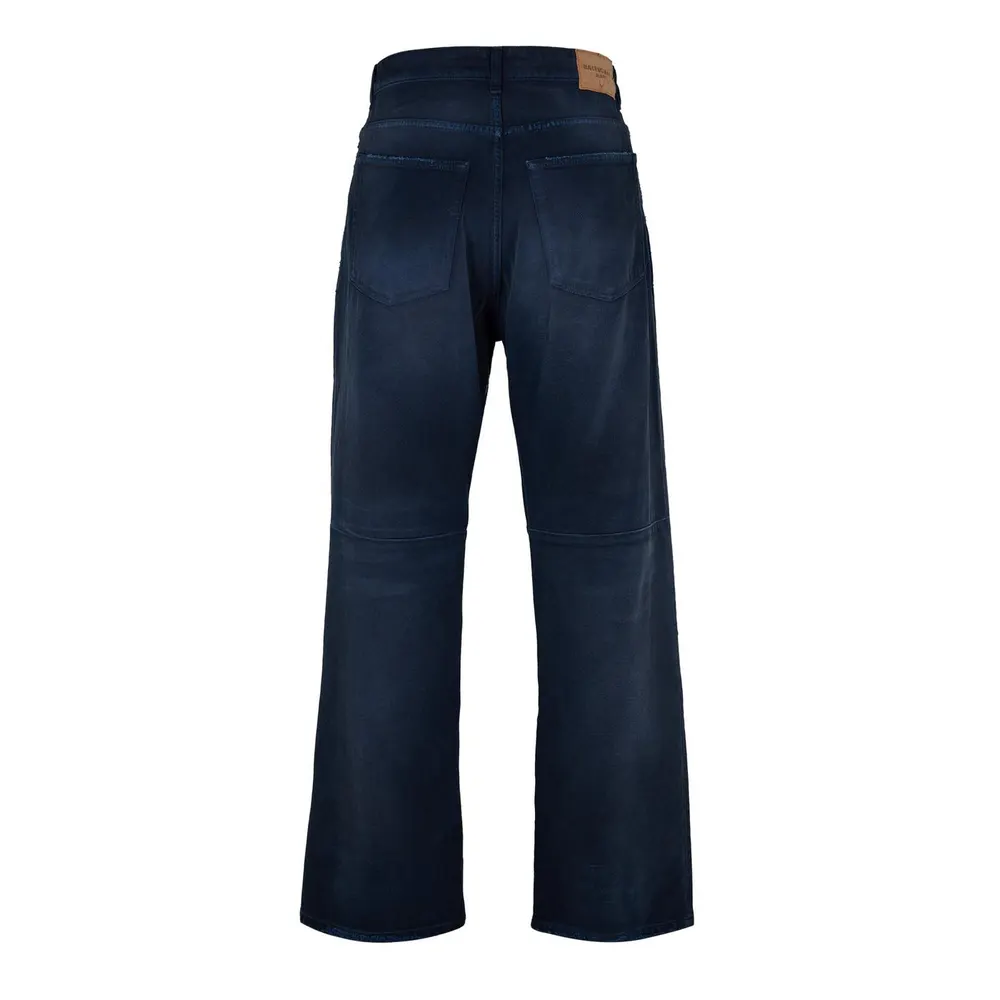 Balenciaga Mens Curved Knee Trousers in Navy, additional product view 2
