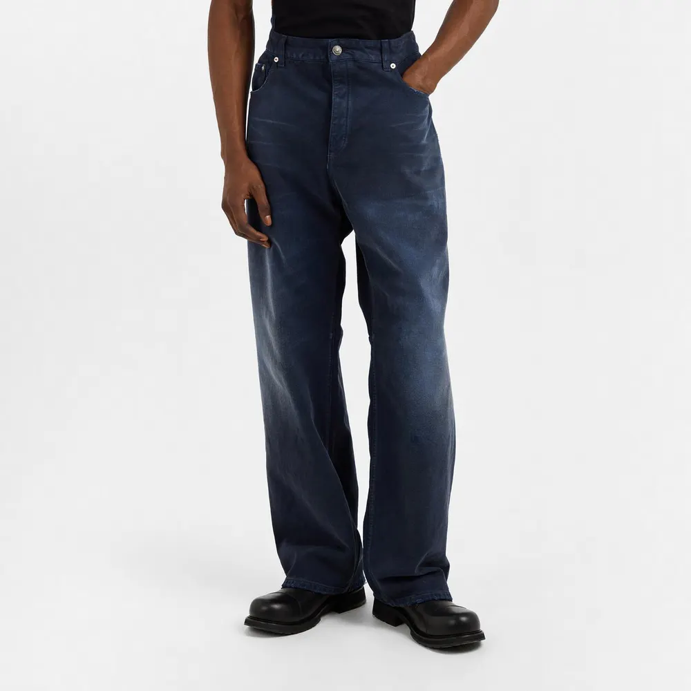 Balenciaga Mens Curved Knee Trousers in Navy, additional product view 3
