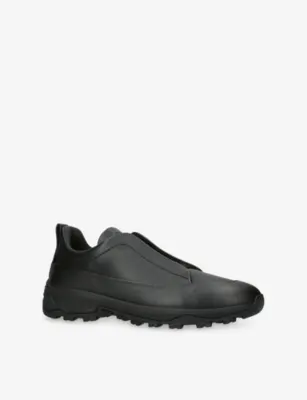 ZEGNA Triple Stitch™ Monte Leather Sneakers - EUR 41.5 / 7.5 UK MEN in BLACK, additional product view 3