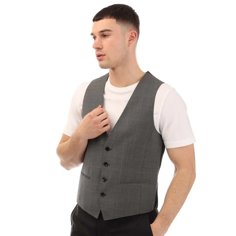 Boss Huge6 Waistcoat in Grey, additional product view 2
