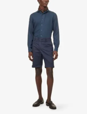 CORNELIANI Chino Knee-Length Cotton Blend Shorts detail 2