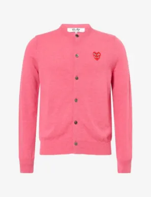 COMME DES GARCONS PLAY Double Heart Wool Knit Cardigan - BLACK detail 2
