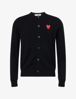 COMME DES GARCONS PLAY Double Heart Wool Knit Cardigan - BLACK