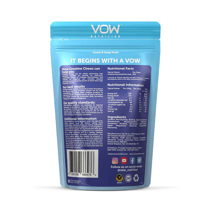Vow Nutrition Creatine Chews Mint 100 Chews detail 2