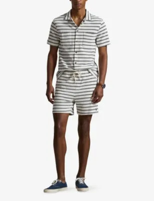 POLO RALPH LAUREN Stripe Pointelle Woven Shirt in Pale Cream/newport Navy, additional product view 2