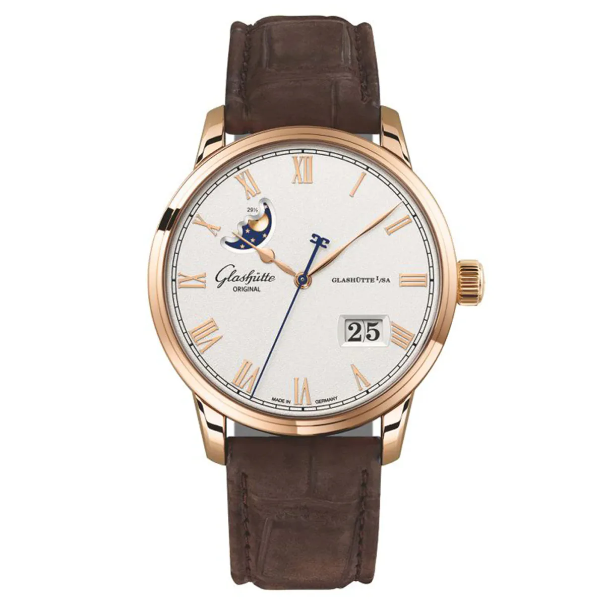 Glashutte Original Senator Excellence Panorama Date Moon Phase 40mm Mens Watch Rose Gold