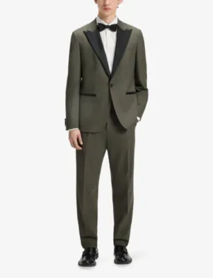 HUGO Contrast-Trim Regular-Fit Stretch Wool-Blend Suit detail 2