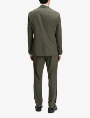 HUGO Contrast-Trim Regular-Fit Stretch Wool-Blend Suit detail 3