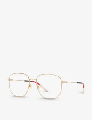 GUCCI GG0396O hexagon-frame metal glasses detail 2