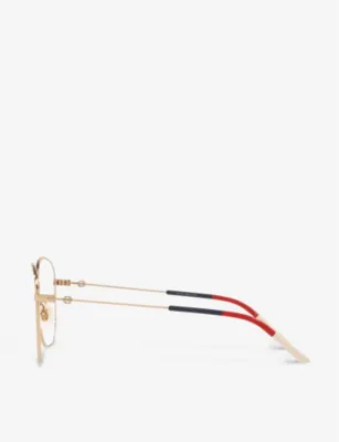 GUCCI GG0396O hexagon-frame metal glasses detail 3