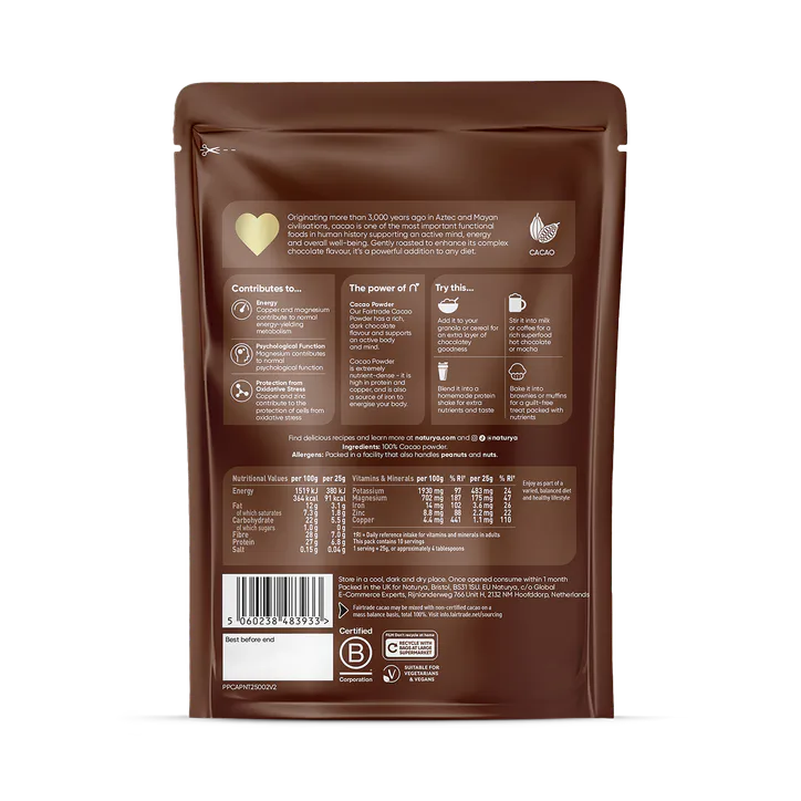 Naturya Fairtrade Single Origin Cacao Powder Cacao 250g detail 2