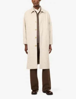 UMIT BENAN Tribeca Long Brushed Cashmere Coat in Bott Beige, additional product view 2