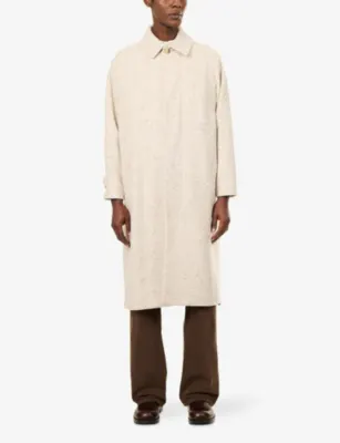 UMIT BENAN Tribeca Long Brushed Cashmere Coat in Bott Beige, additional product view 3