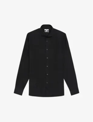 REISS Ruban regular-fit linen shirt - BLACK
