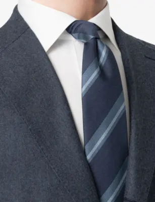 ETON Striped Woven Shantung Silk Tie detail 3
