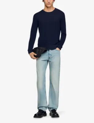SANDRO Textured Crewneck Cotton Knitted Jumper detail 2
