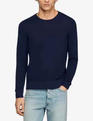 SANDRO Textured Crewneck Cotton Knitted Jumper detail 3