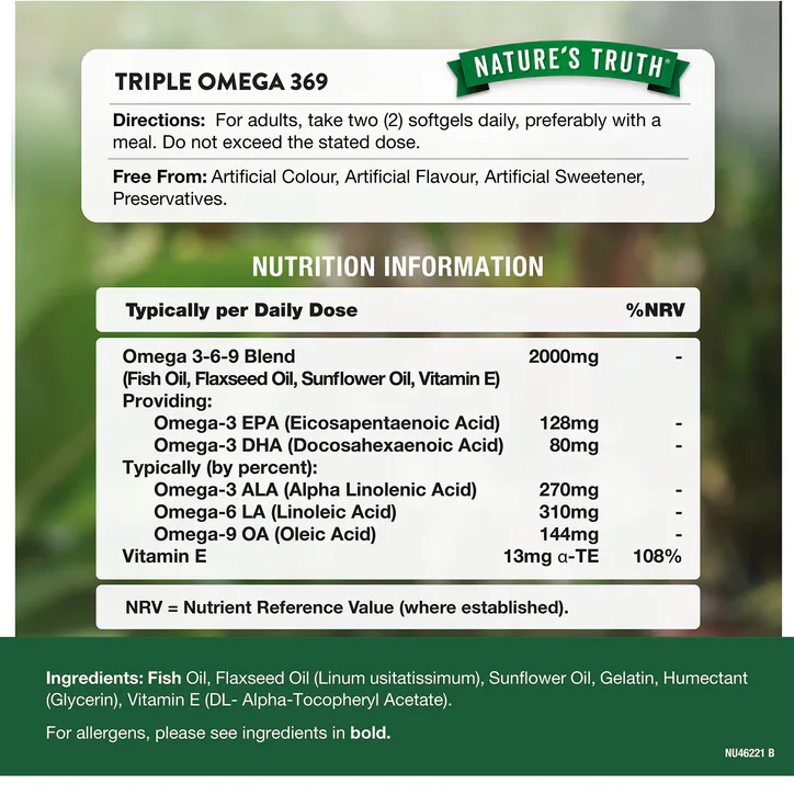 Nature's Truth Triple Omega 369 2000mg - 60 Softgels 60Softgel detail 3