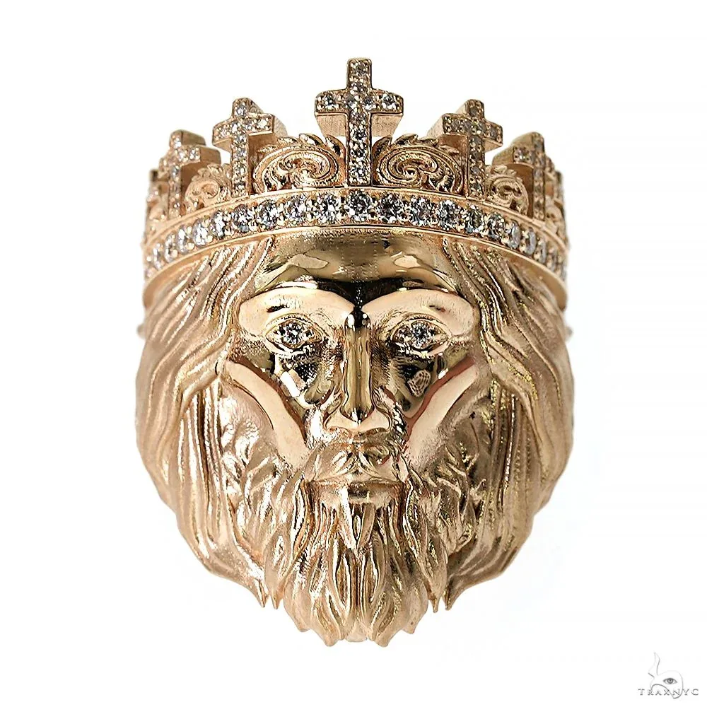 RINA - For Him FACTORY For Him 14k Gold Jesus Head Ring 70037 in Rose Gold / 10 – Ring