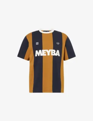 FRED PERRY x Meyba Striped Cotton T-Shirt in DARK CARAMEL – Mens | Tops & t-shirts | T-Shirts | Plain T-Shirts