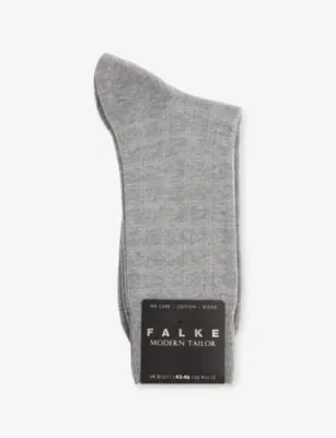 FALKE Modern Tailor Cotton-Blend Socks - Light Greymel. - 12-14.5
