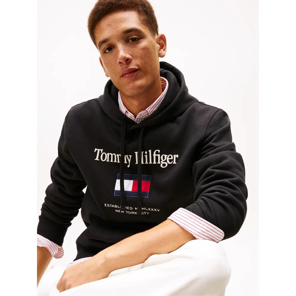 Tommy Hilfiger Men's Embro Flag Pull Over Hoodie detail 3