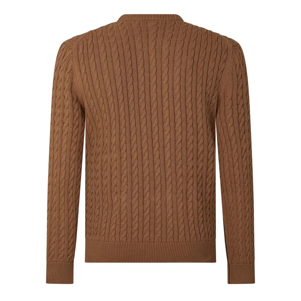 Lacoste Men's Cotton Cable Knit Long-Sleeve Crew-Neck Jumper detail 2