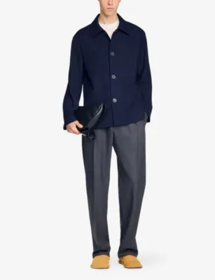 SANDRO Buttoned Long-Sleeve Wool Worker Jacket detail 2