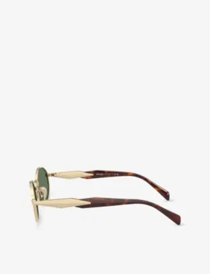 PRADA 65ZS Oval-Frame Metal Sunglasses detail 3