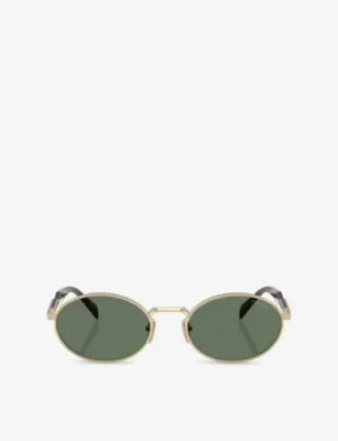 PRADA 65ZS Oval-Frame Metal Sunglasses