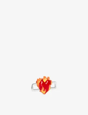 POUBEL Heart on Fire Sterling-Silver and Enamel Charm detail 2