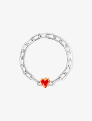 POUBEL Heart on Fire Sterling-Silver and Enamel Charm detail 3