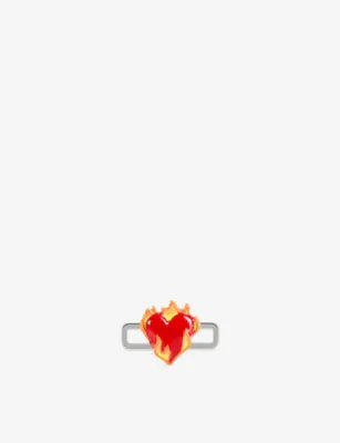 POUBEL Heart on Fire Sterling-Silver and Enamel Charm