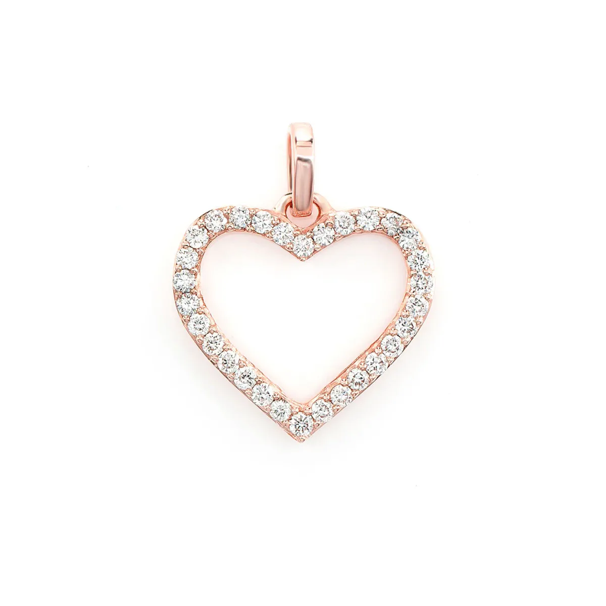 For Him Open Heart Pendant in Rose Gold / Natural Diamond – Pendant