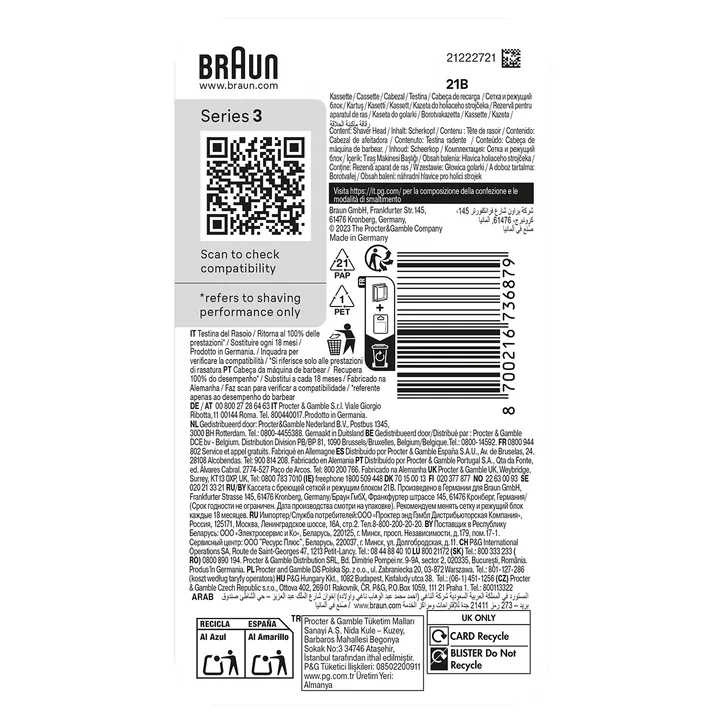 BRAUN Series 3 Electric Shaver ORIGINAL Replacement Head, 21B detail 2