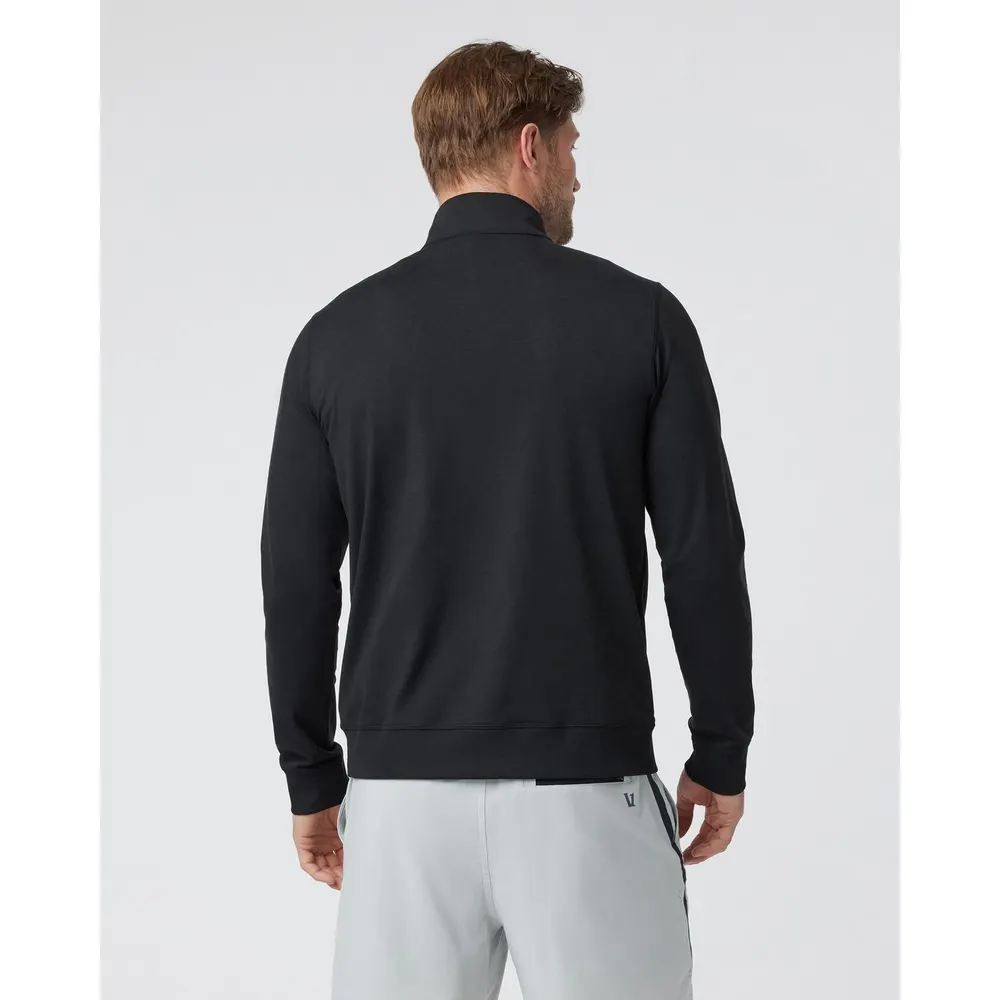 Vuori Men's Coronado Quarter Zip Relaxed Fit Fleece Top in Black, additional product view 3