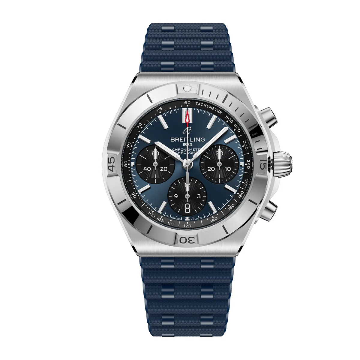 Breitling Chronomat B01 Chronograph 42mm Mens Watch Blue Rubber