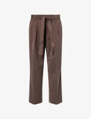 THE COUTURE CLUB Belted Barrel-Leg Woven Trousers