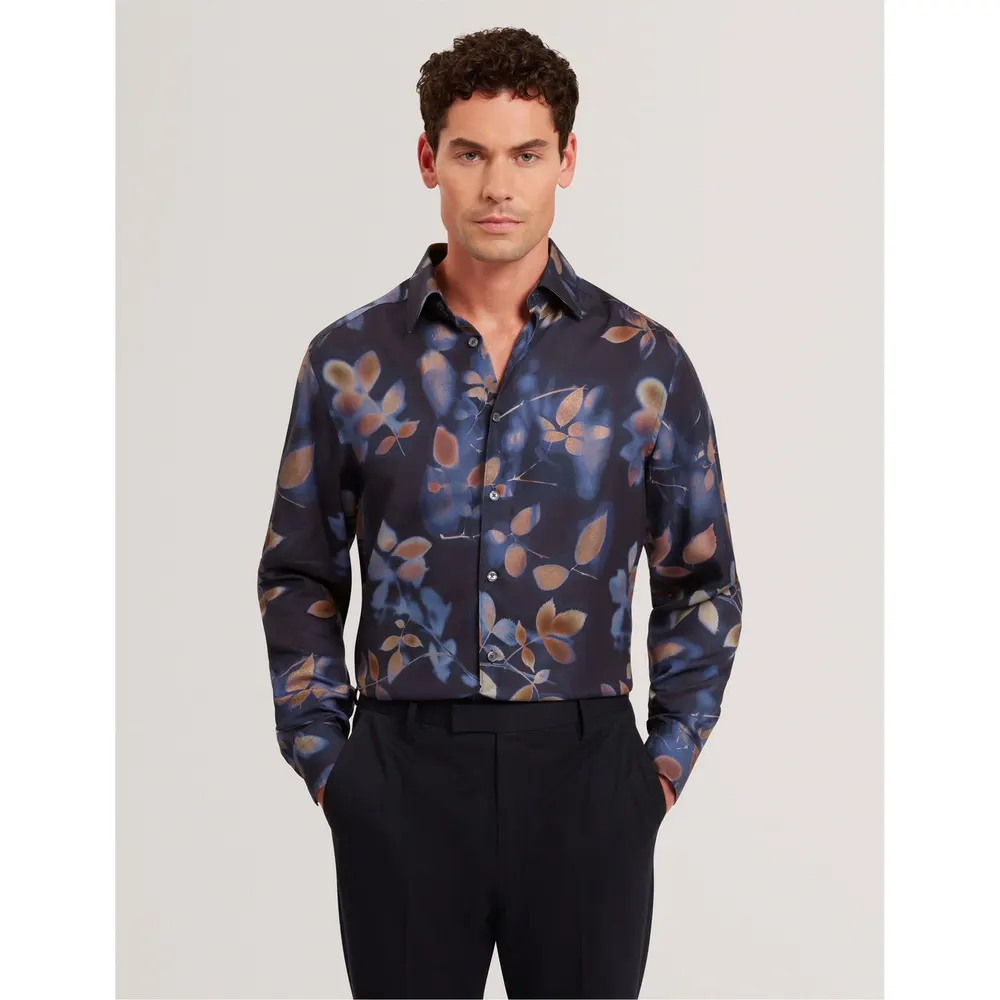 Ted Baker Men's Leaf Print Long-Sleeve Patterned Shirt detail 2