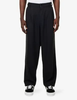 OBEY Foster Double-Pleated Woven Trousers in BLACK, additional product view 3