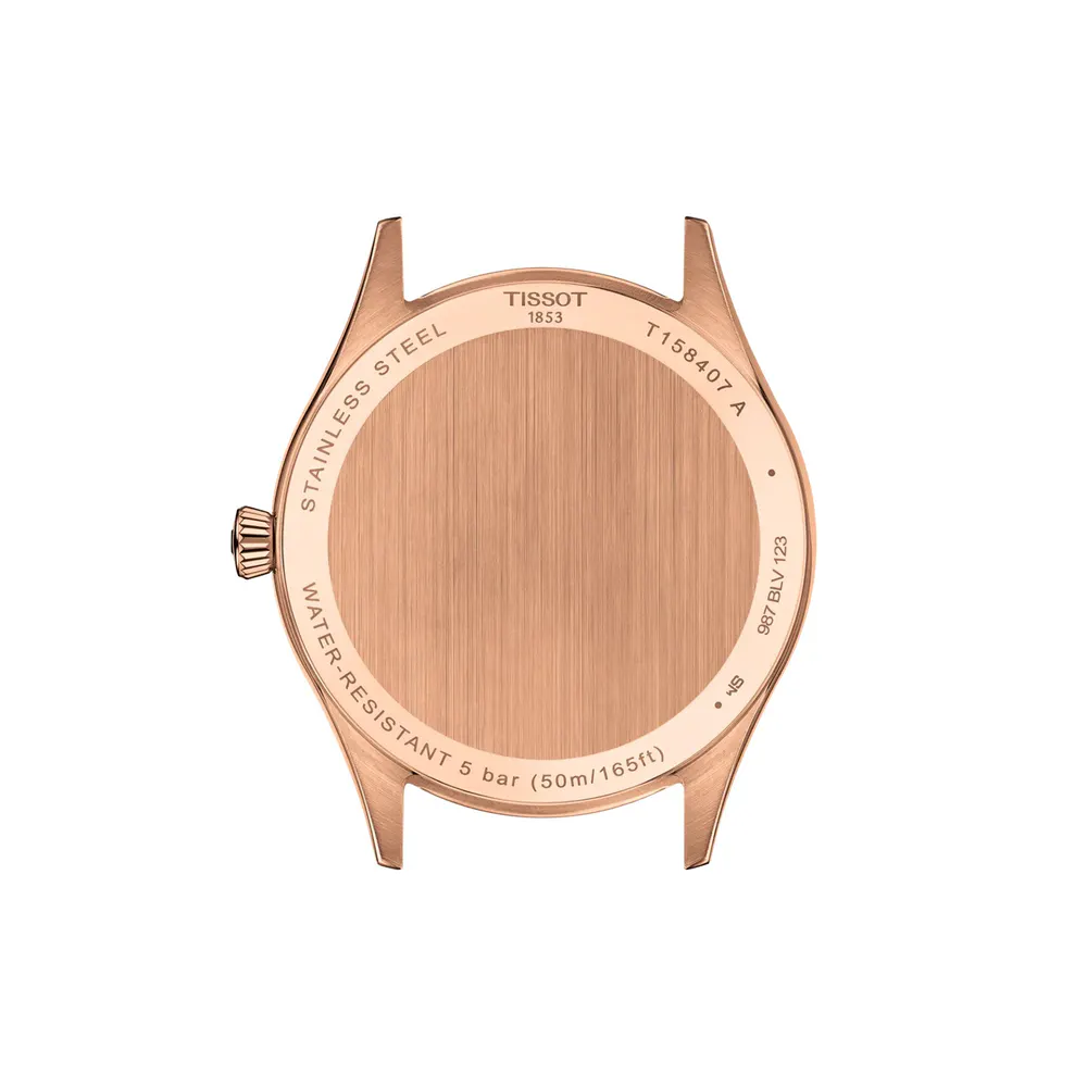 Tissot Classic Dream 40mm Rose Gold & Leather Mens Watch detail 3